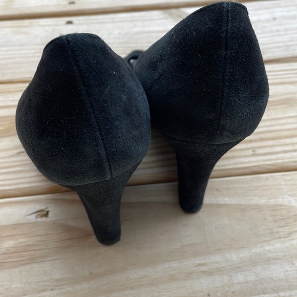 Kate Spade Black Suede Peep-Toe Wedges size 7.5 - Picture 10 of 14
